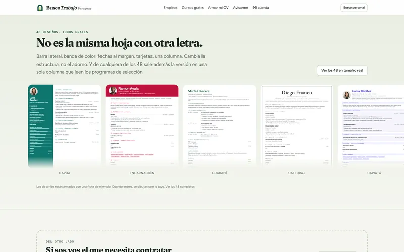 Sección «No es la misma hoja con otra letra» de buscotrabajoparaguay.com