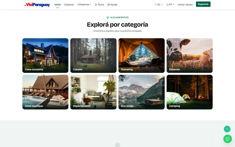 Sección «Explorá por categoría» de viviparaguay.com