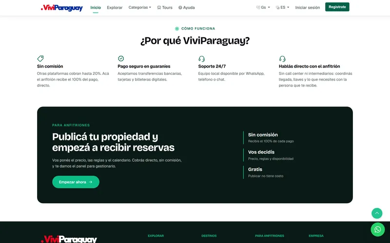 Sección «¿Por qué ViviParaguay?» de viviparaguay.com